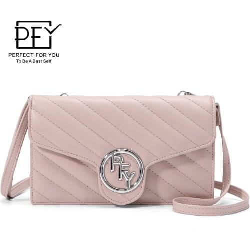 Fashionable Simple Ladies Large Capacity Pure Color Portable Clutch Cute PU Leather Buckle Luxury Multifunctional Messenger Bag