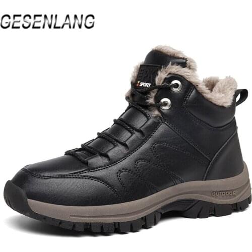 Mens High Top Walking Shoes Comfortable Warm Fur Lined Casual Snow Boots Outdoor Anti-Skid Wear Resistant Winter Male Sneakers