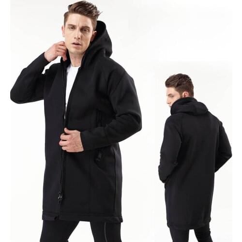 Neoprene thermal Hiking jacket mens windbreaker outdoor winter Long coat waterproof windproof mountaineering Softshell jacket