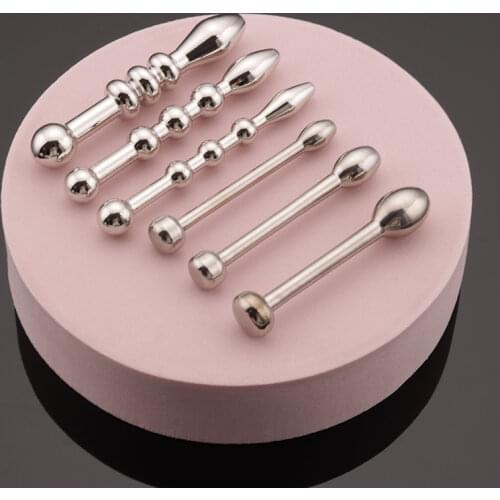 Stainless Steel Hollow Urethral Plug Dilators Catheter Adult Sex Toys For Man Penis Wand Sounding Rod Penis Plug Beads 6 Style