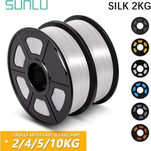 SUNLU 3D Printing Filament PLA SILK Filament 2/5/10KG For 3D Printer pla silk 3D Printer Filament 1KG/2.2LBS Tolerance 0.02mm