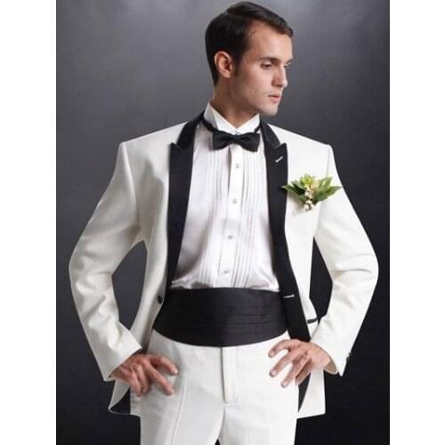 Latest Design Mens Suits Groom Tuxedos Groomsmen Wedding Party Dinner Best Man Suits Blazer (Jacket+Pants+Girdle+Tie) NO:1182