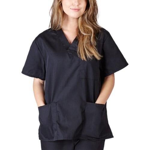 New Style Women Scrub Top Medical Uniform Surgery Scrub Shirt Short Sleeve Uniforms Doctor Nurse Workwear Tops With Pocket 2021