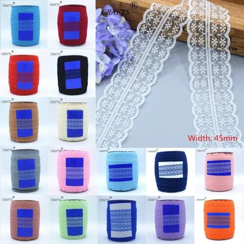 Wholesale 300 yards / lot 45MM width lace ribbon DIY decorative lace fabrics holiday party gift packaging lace craft clothing ac