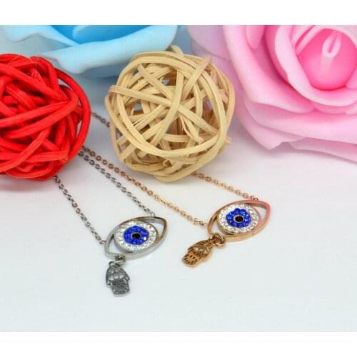 Evil Eyes Zircon Stainless Steel Choker Necklace pendant necklace Women Girls Fashion Jewelry