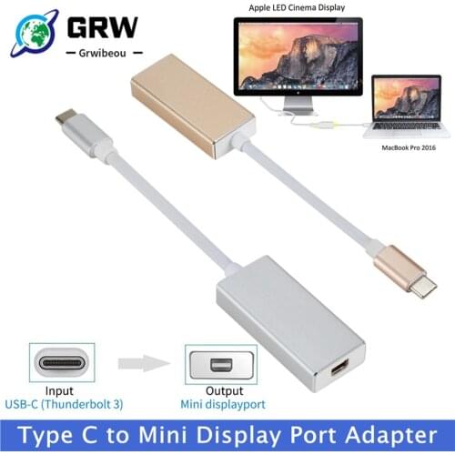 Type C USB C to Mini DP 4K Type C to Mini Display Port Adapter Plug and Play Thunderbolt 3 to Mini DP Converter for MacBook Pro