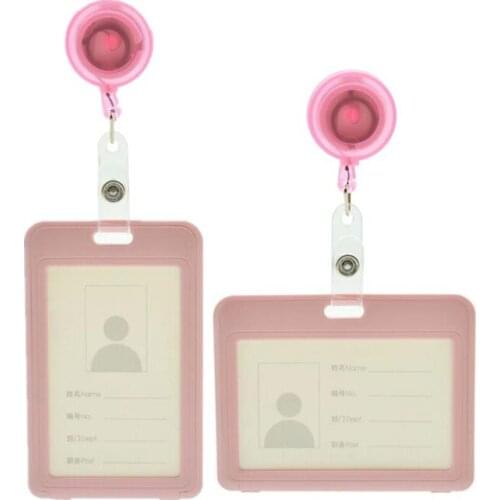 Plastic Factory Company Employees Staff Work Card Holder with Retractable Card Clip Badge Reel ID Name Tag Bus Card Cover Case