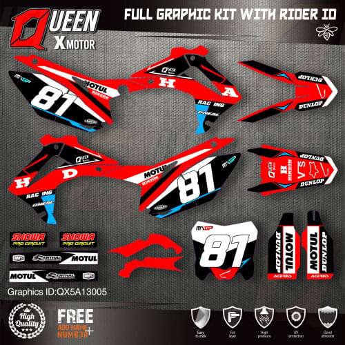 QUEEN X MOTOR Custom Team Graphics Backgrounds Decals Stickers Kit For HONDA 2014-2017 CRF250R 2013-2016 CRF450R 005