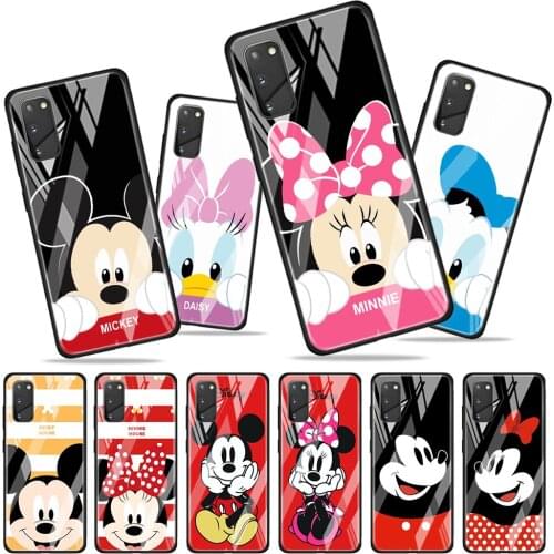 Cute couple Disney Mickey for Samsung Galaxy S20 FE Ultra Note 20 S10 Lite S9 S8 Plus Luxury Tempered Glass Phone Case Cover
