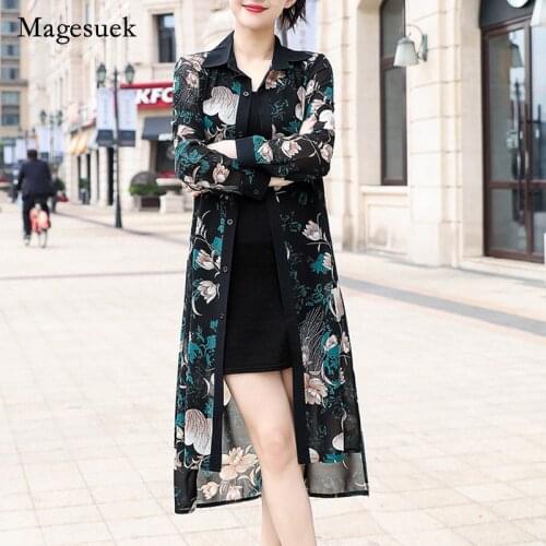 Chiffon Cardigan Tops Blusas Mujer Long Sleeve Loose Flower Print Blouse Women Summer Sun Protection Women Long Shirts 9121 50