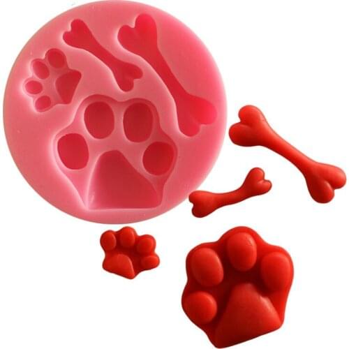 Dog Caught Bone Silicone Mold Fondant Cake 3D Food Grade Silicone Mould DIY Baking Tools Sugar Chocolate Cake Decor