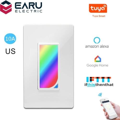 US WiFi Smart Wall Switch Push Button Timer Relay Switch Voice Remote Control RGB LED Night Light Lamp TUYA Alexa Google Home