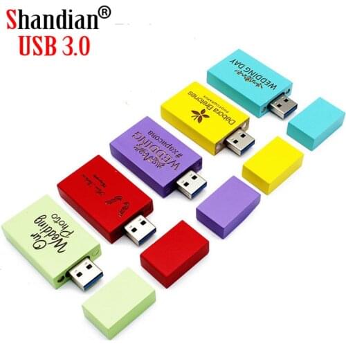 SHANDIAN USB 3.0(free custom logo)10 colors Wooden usb disck usb flash drive Memory stick pen drive pendrive 8GB 16GB 32GB 64GB