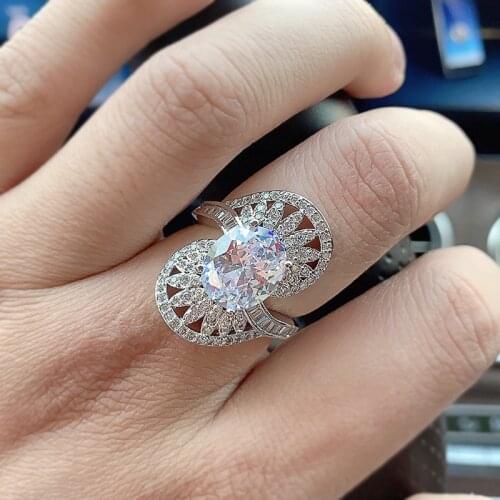 Kinel Hot Flower Crystal Rings For Women Cubic Zirconia Wedding Rings Girls Elegant Engegament Gifts Fashion Jewelry