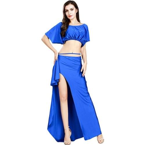 2019 Sexy Belly Dance Long Skirt Top Set Women oriental Belly Indian eastern baladi costume 2pcs Blouse+Long Skirt Dress