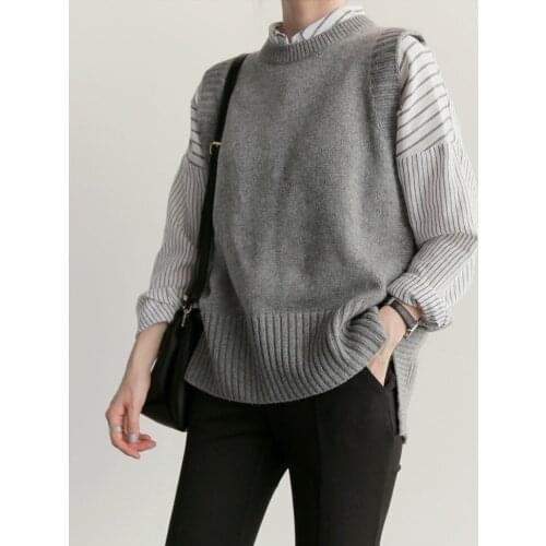 Uego Korea Preppy Style Girls Outwear Vest Sweater Thicken Women Autumn Winter pullover Sweater Loose Casual Sweater Vest