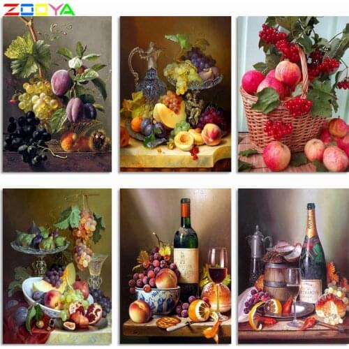 ZOOYA 5D Diamond Painting Fruit DIY Diamond Embroidery Kitchen Table Grape Peach Mosaic Full Round Drill Painting By Number R853