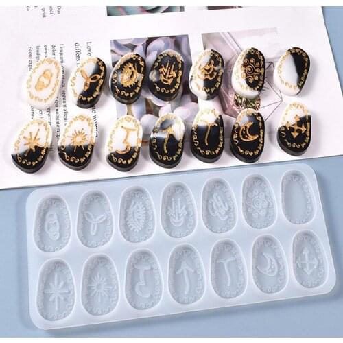 1PCS DIY Retro Rune Pendant Silicon Mold Resin Jewelry Home Decoration UV Moulds Resin Molds
