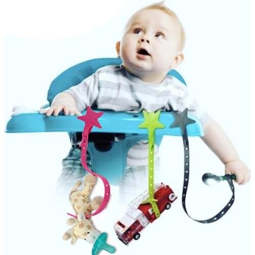 1Pc Baby Non-toxic Star Pacifier Chain Strap Silicone Stroller Hook Baby Stroller Toy Holder for Infant Toddler Baby Accessories