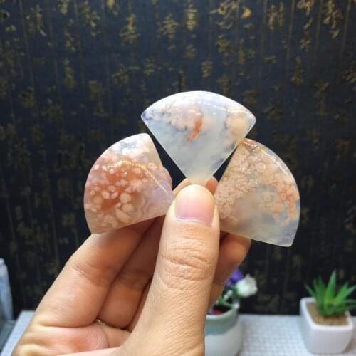 1pcs drop shipping natural cherry blossom agate China fan figurine reiki healing crystals minerals gemstone as DIY necklace