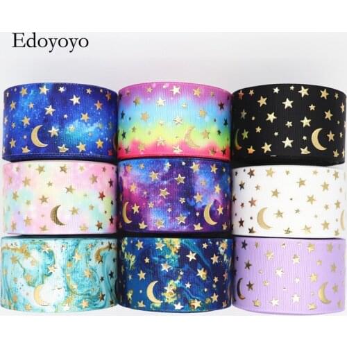 10 Yards 1.5" 38MM Grosgrain Ribbon Gold Stars Printed Ribbon For Hair Bows DIY Crafts Handmade Accessories M20040601