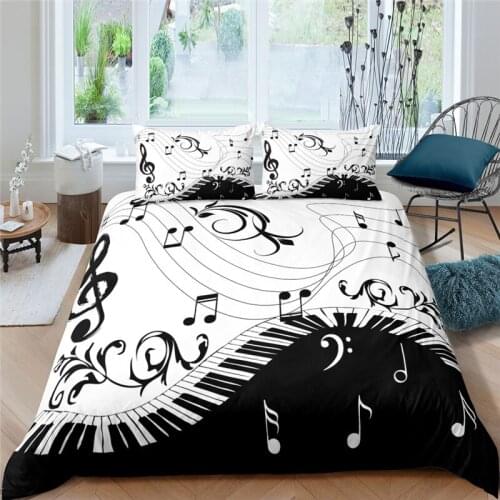 Bedding Sets Luxury 3D Musical Note Print 2/3Pcs Comfortable Kids Duvet Cover Pillowcase Home Textile Single/Queen/King Size
