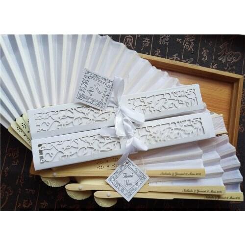 200pcs Wedding Silk Hand Fan Customized Printing Bamboo Cloth Fold Fan With Gift Box+Personalized Text+DHL Free Shipping