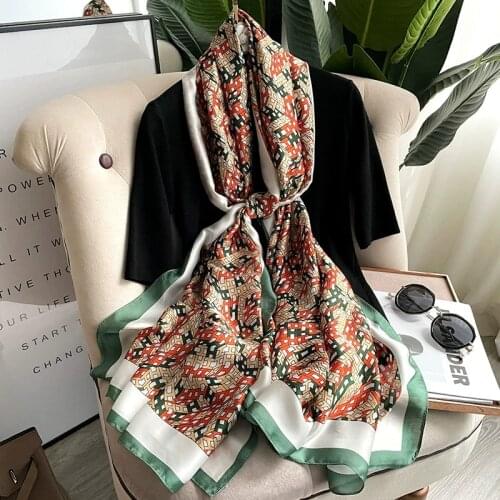 2021 luxury brand women scarf summer silk scarves shawls lady wraps soft female Echarpe Designer beach stole bandana