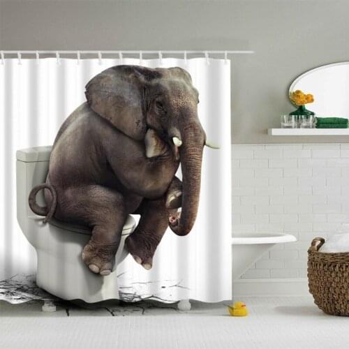 3D Digital Printing Creative Elephant Colorful Waterproof Polyester Shower Curtains Bath Bathing Sheer Curtain Home Decorations