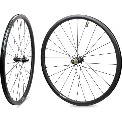 700C CycloCross Carbon Wheelset 25mm Width 38mm Depth Tubular Rim With Novatec D411 D412 Hub Disc Brake & Pillar 1423 Aero Spoke