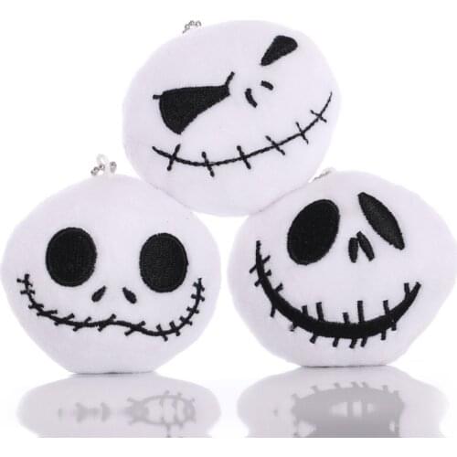 8cm 10pcs/Lot The Nightmare Before Christmas Jack Skellington Pendants Key Chains Plush Toys Soft Stuffed Doll