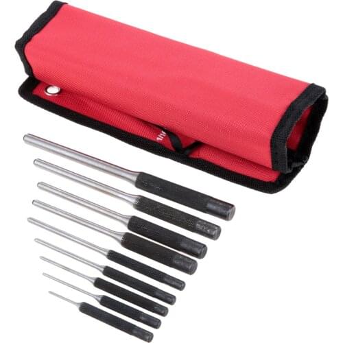 9pcs/set Alloy Steel Professional Roll Pin Punch Set Punching Cylindrical Central Positioning Punch Cylindrical Drilling Tool
