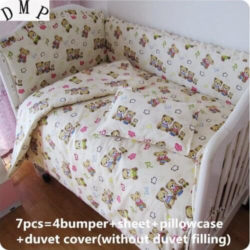 Promotion! 6/7PCS Kid Baby Bedding Set,Free Shipping,Easy to Wash,Infant Crib Bedding,room decor 120*60/120*70cm