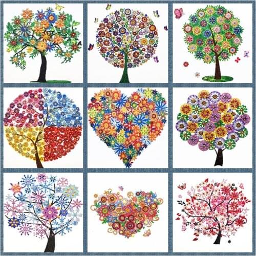 New Shaped Diamond Painting Heart Shaped Four Seasons Tree Diy Part Diamond Embroidery Decorative Painting 30x30cm