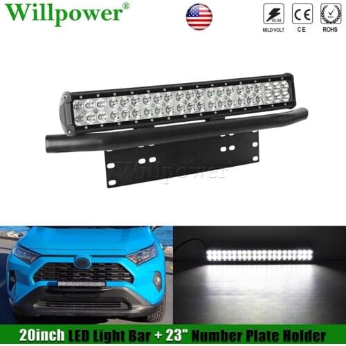 Auto 23" Car Plate Bracket + 126W 20inch Fog Light Bar For Jeep 4x4 Truck 4WD Offroad SUV Pickup Spot Flood Beam Driving LED Bar