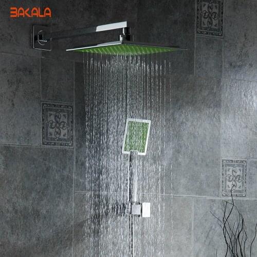 BAKALA 8 inch Bathroom rain shower faucets Green ABS head hand shower for Bath Showering System