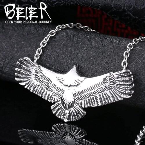 Beier new store 316L Stainless Steel Pendant Necklace men huge ealge pendant vintage Jewelry LLBP8-135P
