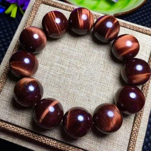 Free Shipping 18mm Natural South African Red Tiger eye stone Crystal Bracelet AAA