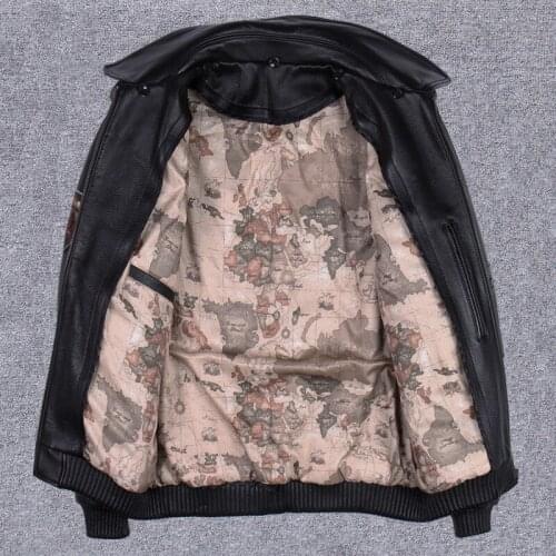 2021 Black Military Style Genuine Aviation Leather Jacket Wool Collar Plus Size 4XL Real Natural Cowhide Autumn Pilot Coat