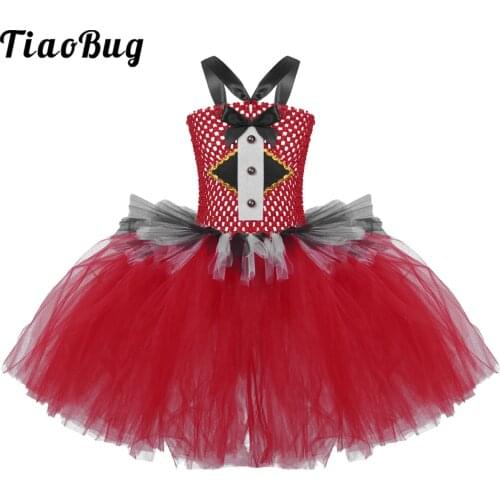 Circus Costume for Girls Red Tutu Dress Outfit Chrsitmas Stage Performance Party Dress Ballet Dance Costumes with Headband