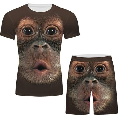 Cody Lundin Hot Sale 3d Monkey Style Sets Compress Sport Wear Cool Cat And Wolf Short Sleeve Shirts Fashion Style