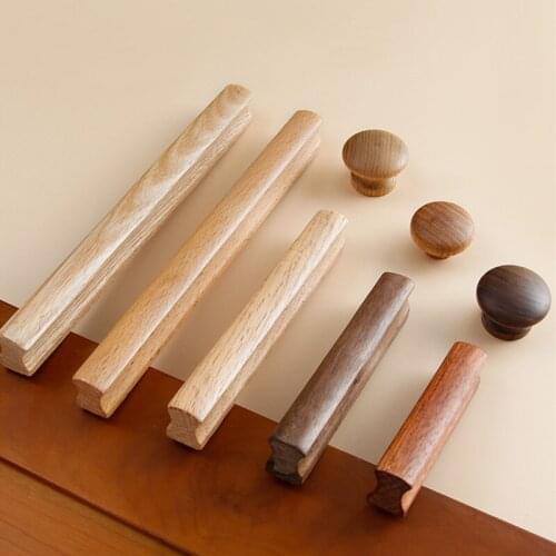 Chinese Style Solid Wood Furniture Handle Wardrobe Door Pulls Dresser Drawer Knobs Shape Living Room Wine Cabinet Handles