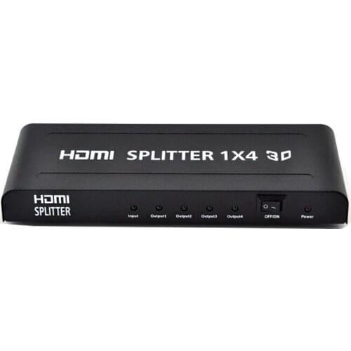 Full HD1080p 4 port HDMI Splitter 1X4 with power adapter HDMI 1.4 video audio switch converter support 3D 4K*2K retail package