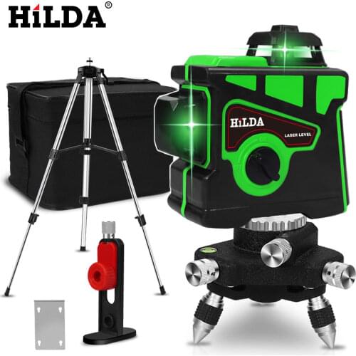 HILDA Laser Level 12 Lines 3D Level Self-Leveling 360 Horizontal And Vertical Cross Super Powerful Green Laser Level