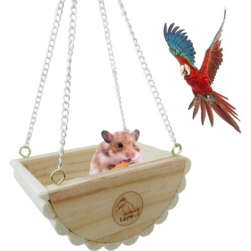 Hamster Natural Wood Swing Rest Bed Nest Basket House Toy for Gerbil Rat Mouse Cage Mice Small Animal Perch Stand Exercise Toy