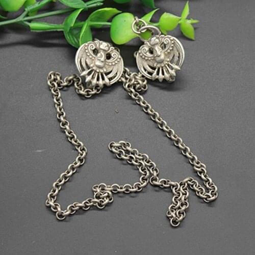 China Rare Collectible Miao Silver Copper Handmade Butterfly Amulet Auspicious Necklace Bracelet Statue
