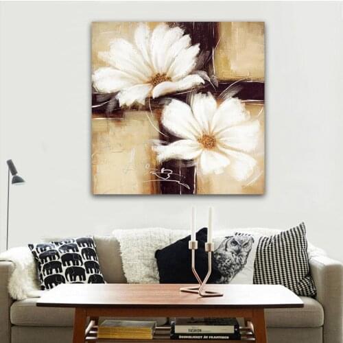 Classical Canvas Painting Pop Wall Art Spray Painting Canvas Picture On The Wall Home Decoration Oil Painting White Flower