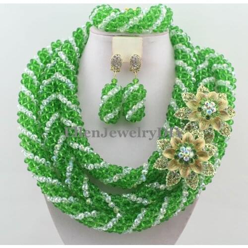 Hot Statement Necklace Nigerian Wedding African Beads Jewelry Set Crystal Jewelry Set Free Shipping Womens Jewellery Set W12539