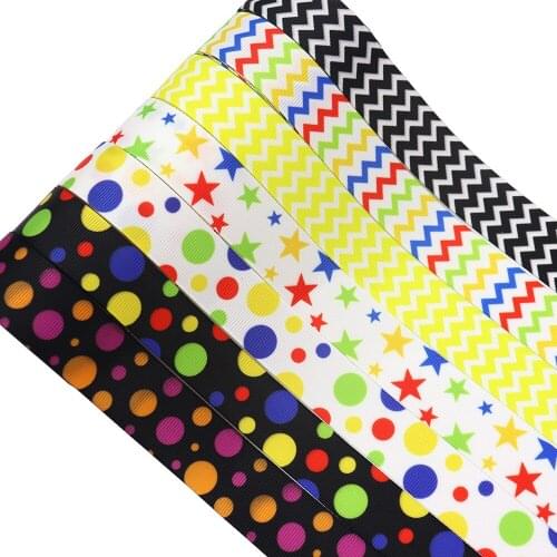 Grosgrain Ribbon Plaid geometry Trims Printed Ribbons stripe Wave point Pattern for Gift Wrapping Home Decor 7/8 Inch X 5 Yard