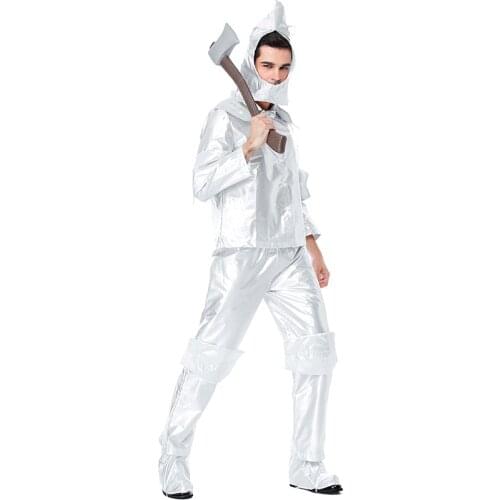 Halloween Costumes 2020 The Tin Man Man Cosplay Waterproof Clothes with Headgear Shoe Covers Silvery Hickory Costume